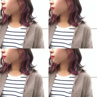 セミロング カラー ヘアアレンジ 竹内啓太 ボブのヘアスタイル