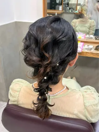 セミロング ヘアアレンジ ✂️RIKUKI🎨 【駒込美容師🎀】のヘアスタイル