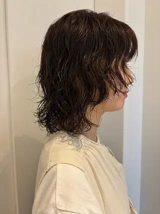 ミディアム パーマ 永田 愛莉のヘアスタイル