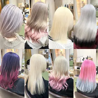 セミロング カラー 🌈派手髪ハイトーン 🌈鈴木亮太🌈のヘアスタイル