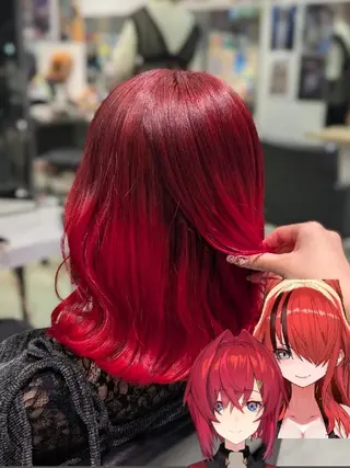 カラー ミディアム 推しカラー🦉にじさ んじカラー🌈🕒✨のヘアスタイル