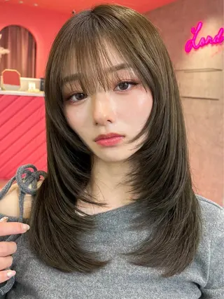 ロング カラー 山崎/ボブ縮毛矯正 レイヤー髪質改善のヘアスタイル