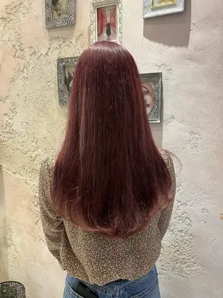 ロング カラー 川井麻由🎀アイドル 量産🎀ピンクカラーのヘアスタイル