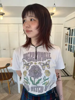 ミディアム ブリーチカラー🎀 韓国風/寺門美優のヘアスタイル