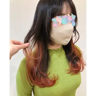セミロング カラー 推しカラー✨ オタク美容師ユウカのヘアスタイル
