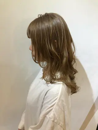 ミディアム カラー パーマ ヘアアレンジ 顔周りcut・ご相談 ＝新宿しずく🇰🇷のヘアスタイル