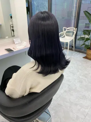 セミロング カラー レイヤー×透明感カラ ーHAYATOのヘアスタイル