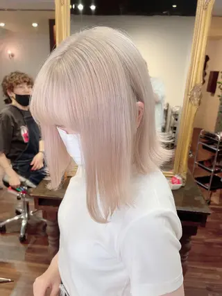 ミディアム カラー パーマ ヘアアレンジ ボブ/ダブルカラー 縮毛矯正/支持多数のヘアスタイル