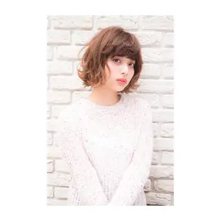 ショート カラー パーマ アオガミ （前髪顔周りカット）のヘアスタイル