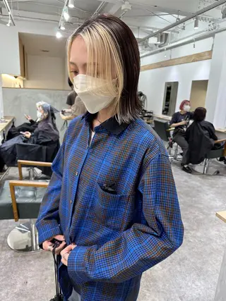 ミディアム カラー パーマ/透明感カラー /ボブ/吉田一生のヘアスタイル