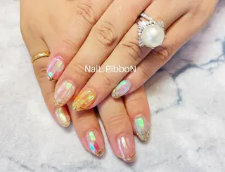 ネイル ネイルリボン 受付スタッフのネイルデザイン