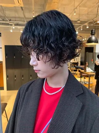 セミロング パーマ ボブパーマ 艶カラー/横山大樹のヘアスタイル