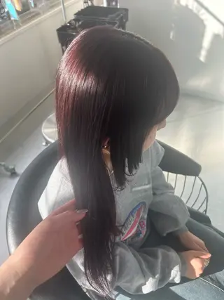 セミロング あやめ🪽 オリーブ/ハイトーンのヘアスタイル