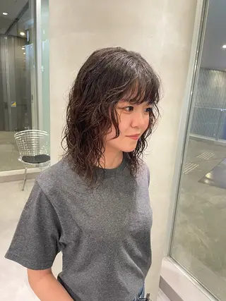 ミディアム パーマ カット／ブリーチ🐏 モデル募集中 ナナホのヘアスタイル