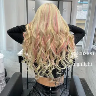 ロング カラー エクステ🩵ブリーチ 韓国ヘア🩵KAEのヘアスタイル