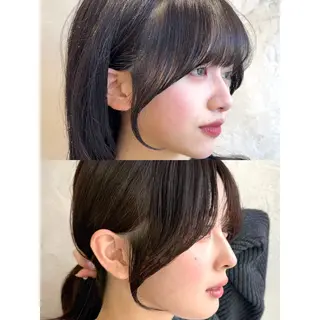 ミディアム 顔まわりカット 前髪カット安井楽人のヘアスタイル