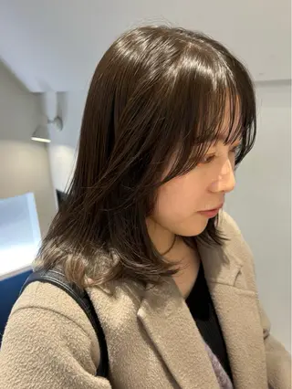 ミディアム カラー パーマ レイヤー/透明感/ ブリーチなし/わかなのヘアスタイル