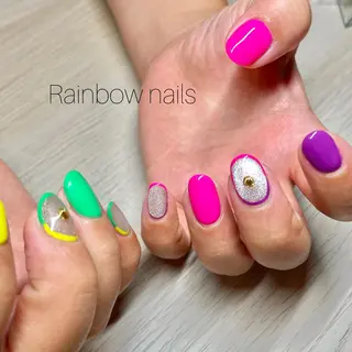 ネイル Rainbow nailsくろちゃんのネイルデザイン