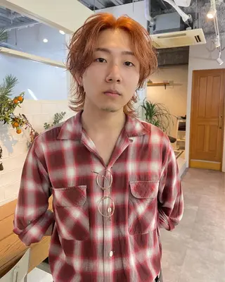 カラー メンズ yumeka🩶ボブ 暖色/透け感カラーのヘアスタイル