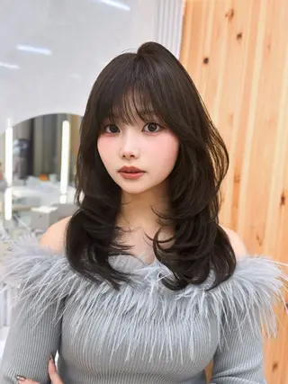 セミロング カラー 顔周り特化/韓国ヘア /レイヤー/吉野幸大のヘアスタイル