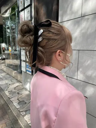 ロング ヘアアレンジ ブリーチなしカラー ダブルカラーエクステのヘアスタイル