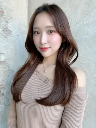 セミロング カラー パーマ 新宿✨顔周りカット 韓国ヘア/坂本亜裟海のヘアスタイル