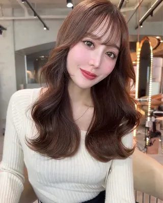 ロング 岡田準希/韓国/透明 感カラー/美髪矯正のヘアスタイル