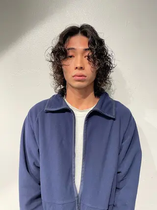 ミディアム カラー パーマ メンズ ハイトーン/レイヤー 🌸さくらのヘアスタイル