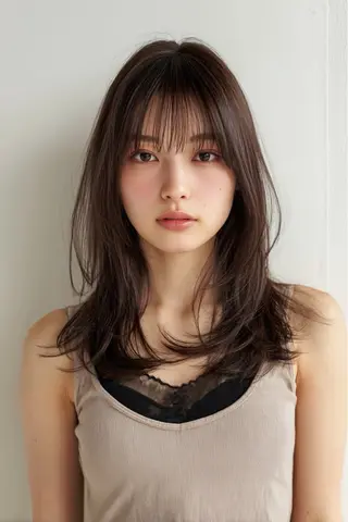 セミロング ⭐️韓国髪質改善 レイヤー⭐️亀山努のヘアスタイル