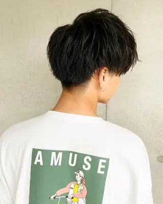 セミロング カラー ヘアアレンジ メンズ 艶カラー の達人のヘアスタイル