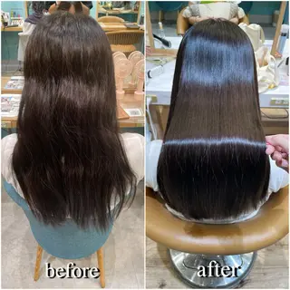 ロング 縮毛矯正 髪質改善 韓国風レイヤー 吉田のヘアスタイル