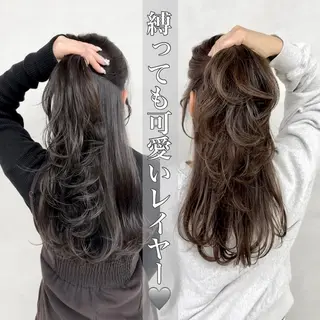 ロング カラー ヘアアレンジ 大人レイヤー& 透明感カラー💄のヘアスタイル