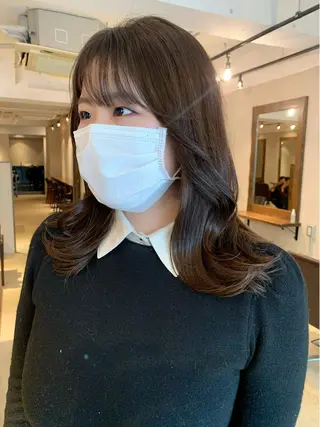 ミディアム カラー 透明感/オリーブ/ グレージュ/YUKAのヘアスタイル