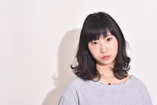 ミディアム カラー パーマ ヘアアレンジ 鎌田 祥江のヘアスタイル