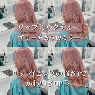 セミロング カラー 💖韓国×王道 ハイトーン💖のヘアスタイル