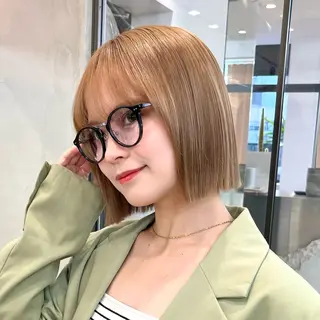 ミディアム ♥️ボブ縮毛/ブリー チ/minami♥️のヘアスタイル
