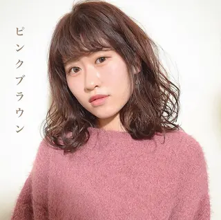 ミディアム カラー ボブ/パーマ 古家 佑真のヘアスタイル