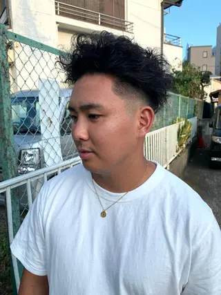 メンズ スパイキーパーマ 柏NO1 藤本葉のヘアスタイル