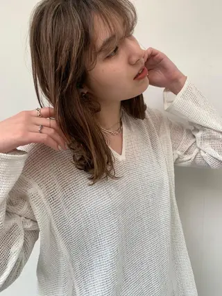 カラー ミディアム パーマ CEINE+ officialのヘアスタイル