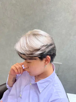 ショート カラー メンズ ARIA💎縮毛矯正 ブリーチ💎複雑履歴のヘアスタイル