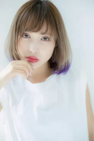 ミディアム 💎小顔前髪&髪質 改善カラー💎片桐のヘアスタイル