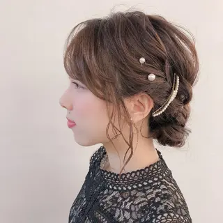 ミディアム ヘアアレンジ 鶴田 風雅のヘアスタイル