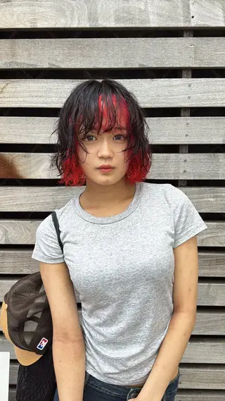 ショート カラー パーマ ウルフレイヤー エクステ/kokiのヘアスタイル