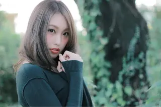 セミロング ロング カラー パーマ 川間 将彦のヘアスタイル