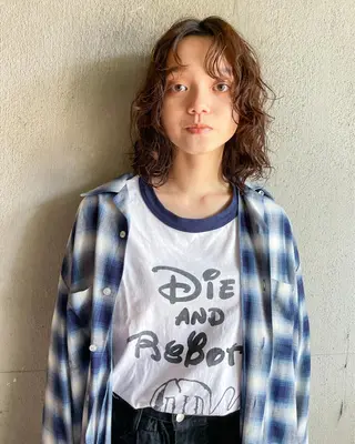 ミディアム パーマ パーマ/レイヤー 岩山丈一郎のヘアスタイル