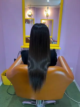 ロング カラー+ちび編み込み エクステ梅田🐨のヘアスタイル