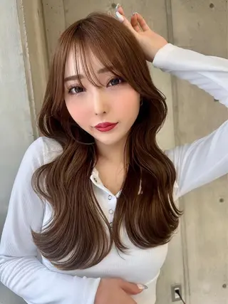 ロング カラー ダブルカラー 韓国レイヤーKYONのヘアスタイル