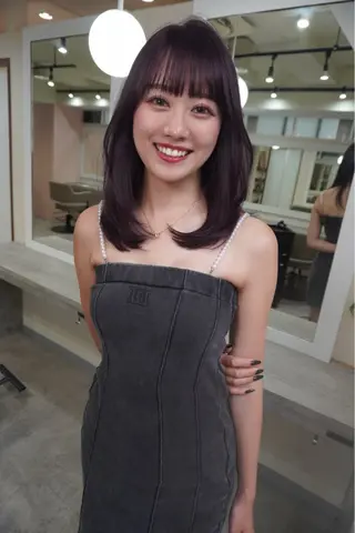 ミディアム カラー コテ巻き/パーマ/艶 透明感/荻原凜太郎のヘアスタイル