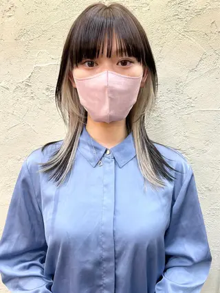 セミロング カラー 退色まで透明感ある ダブルカラー/リクのヘアスタイル