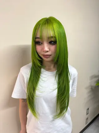 セミロング ルーツ/ デザイン/ ハイトーン/おこのぎのヘアスタイル